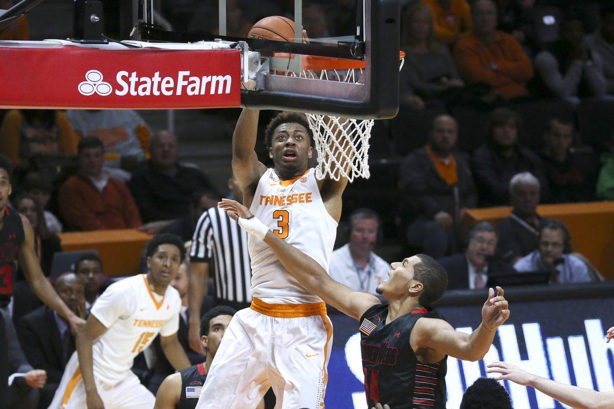 Guard Robert Hubbs III of the Tennessee Volunteers shoots during the game between the Gardner-Webb Runnin' Bulldogs and the Tennessee Volunteers at Thompson-Boling Arena in Knoxville, Tennessee.