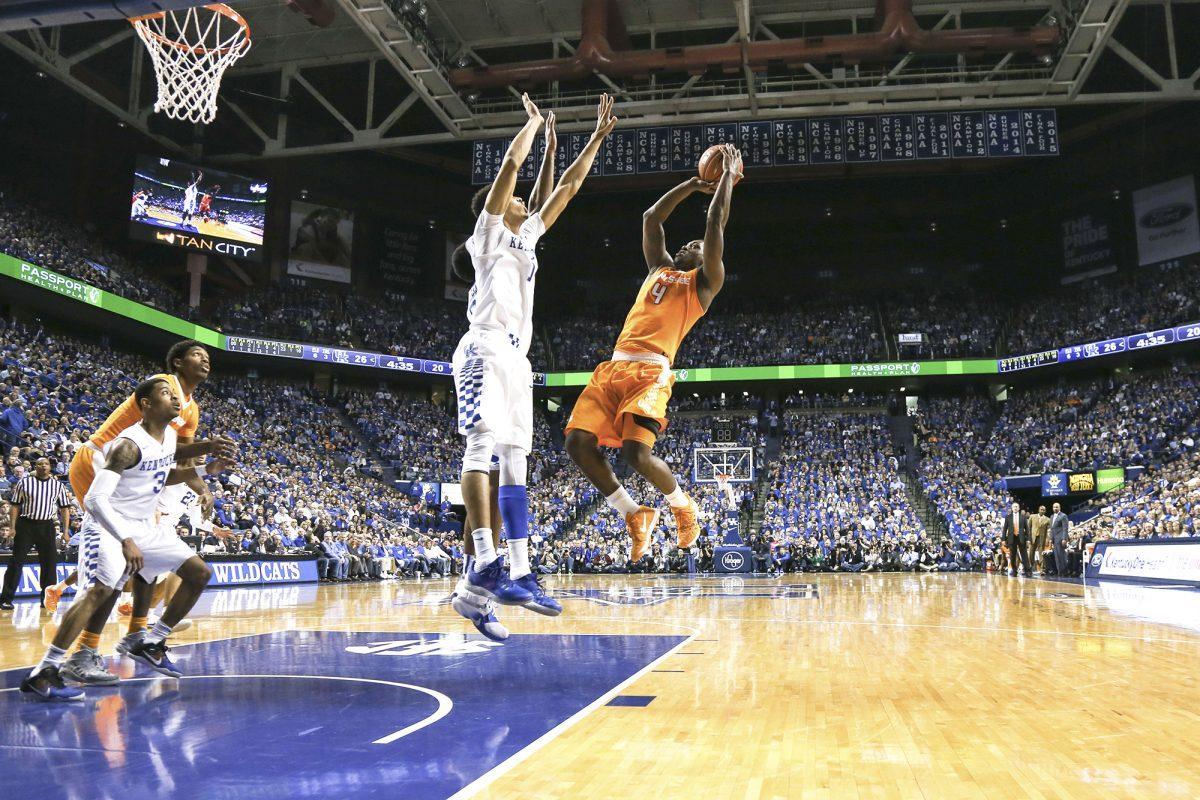 Forward Armani Moore, #4 of the Tennessee Volunteers, during the game between the Kentucky Wildcats and the Tennessee Volunteers in Lexington, KY.