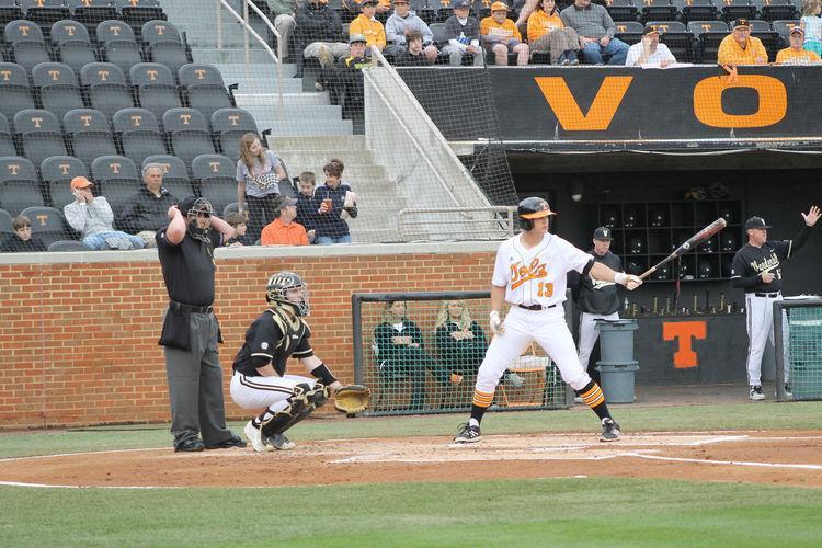 Nick Senzel steps up to the plate against Vanderbilt on April 9, 2014.