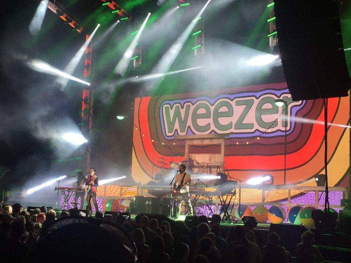 Weezer performs at joint Weezer and Panic! At the Disco tour.