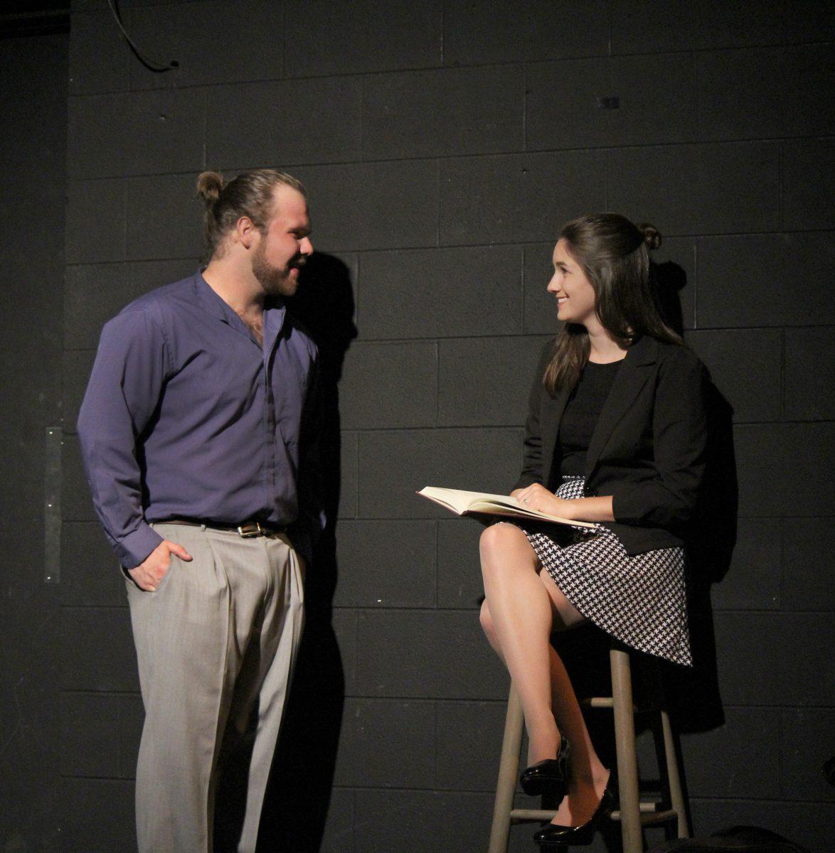 Luke Atchley, left, and Hannah Simpson, right, portray Connor and Stephanie respectively, a husband and wife in a stressed relationship at best.