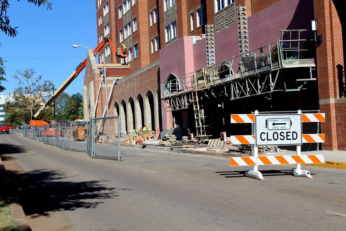 Construction on Orange Hall and the Student Union contribute to the traffic issues on campus.