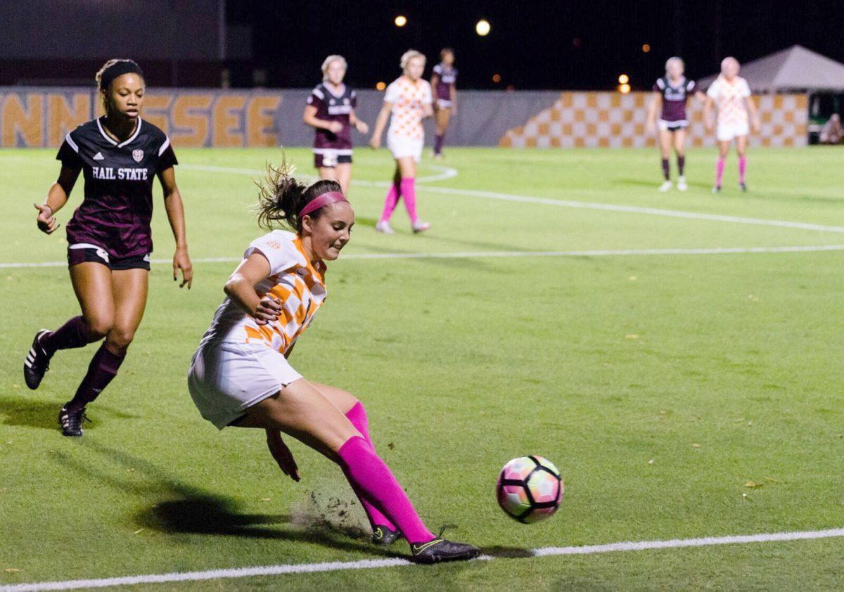 Meghan Flynn, #1, tries to prevent the ball from going out of bounds on October 20th, 2016 at Regal Soccer Stadium.