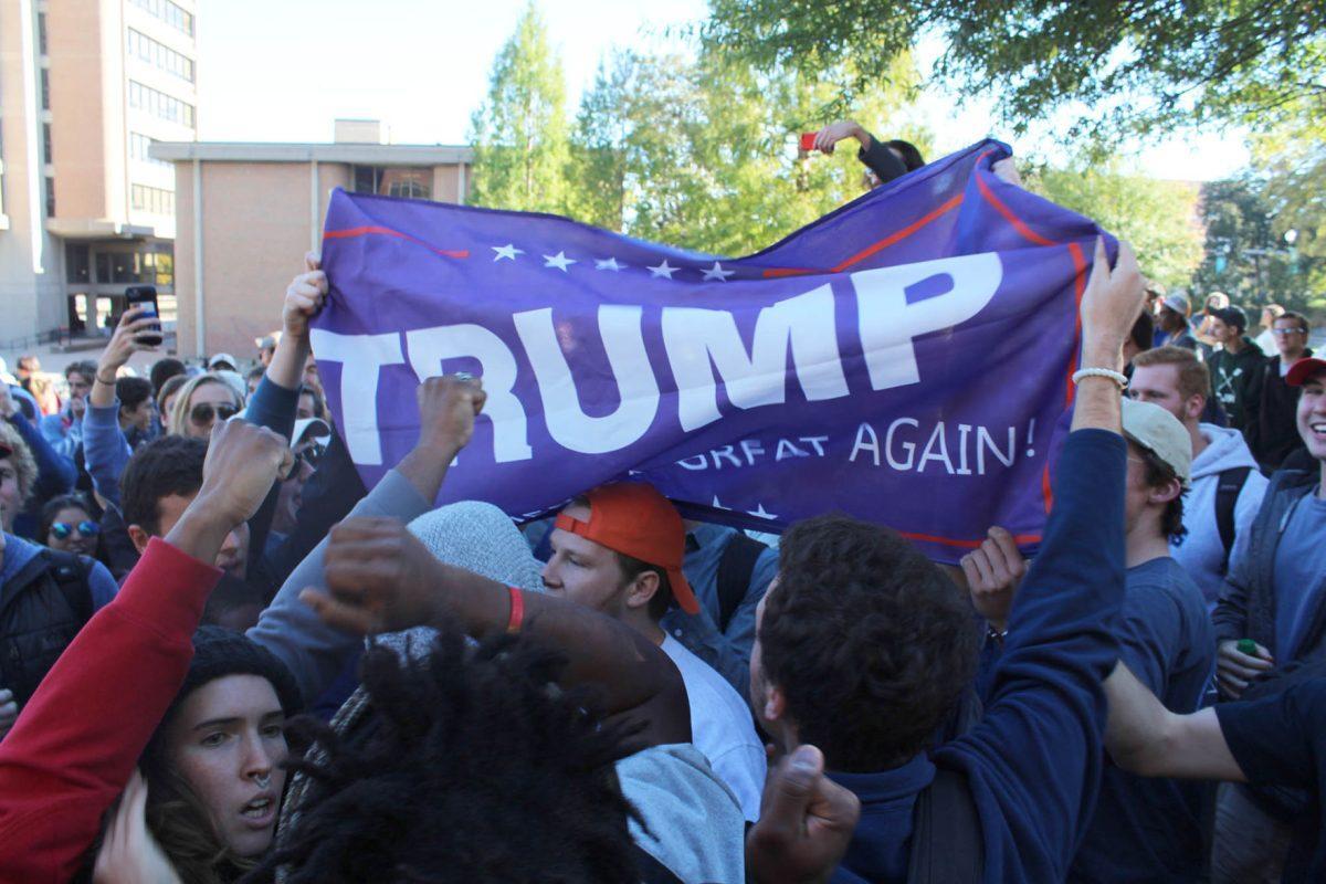 Counter protesters came to Pedestrian Walkway in order to support Donald Trump.