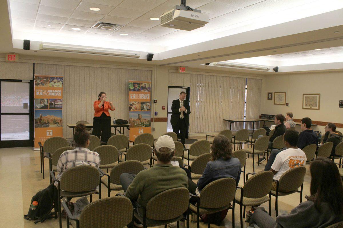 Alexander Cartwright, third chancellor candidate, gave an open forum to students on Nov. 11, 2016.