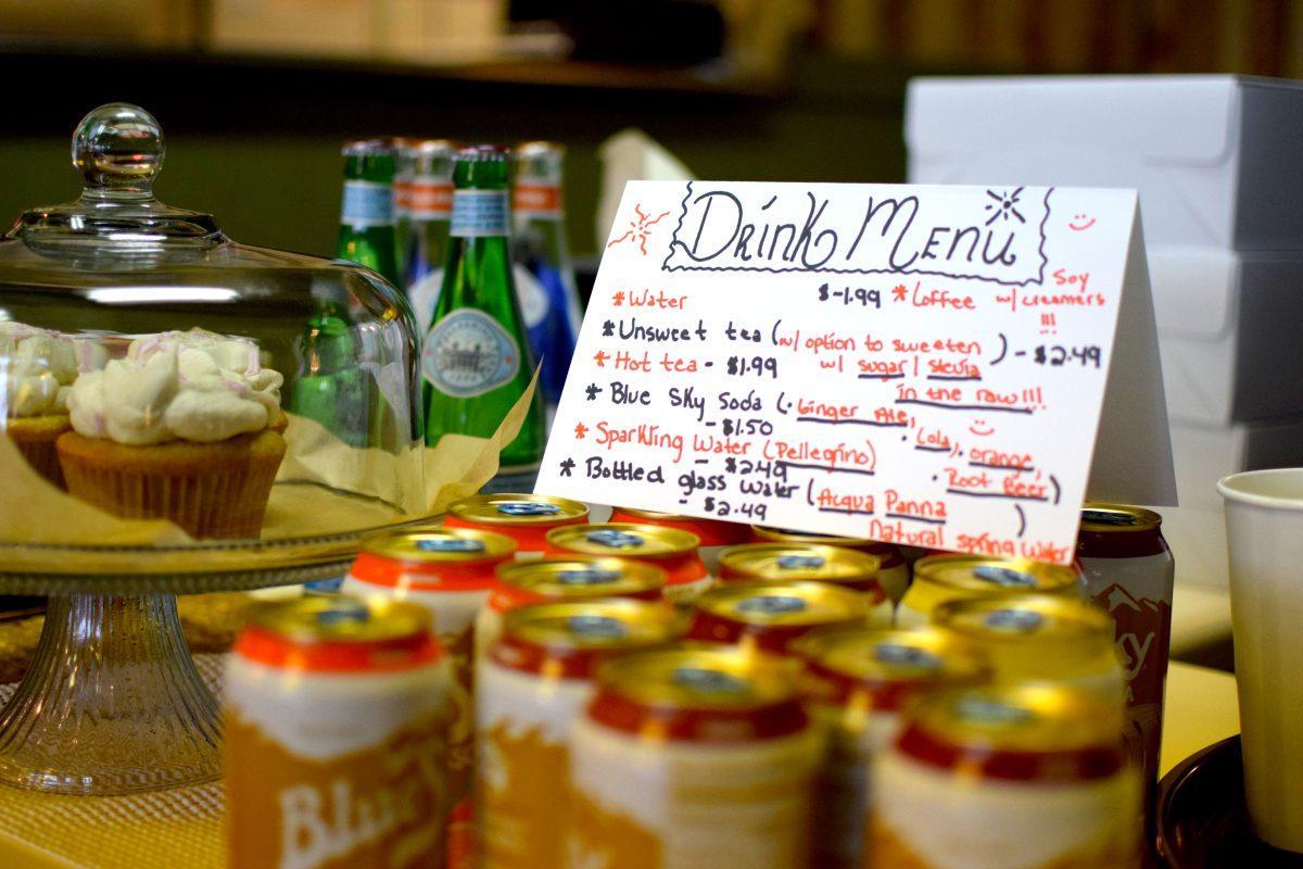 The drink menu at the Sanctuary Vegan Cafe.