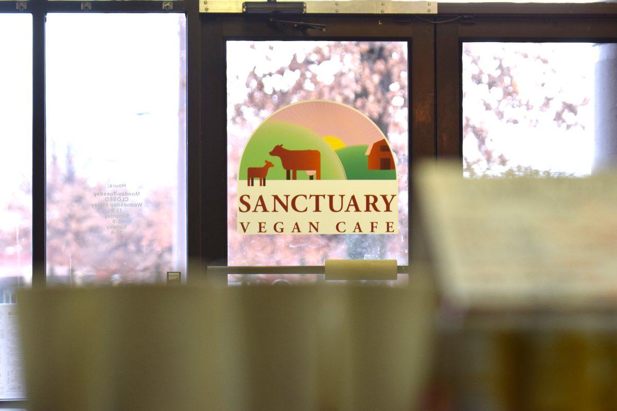 Inside the Sanctuary Vegan Cafe.