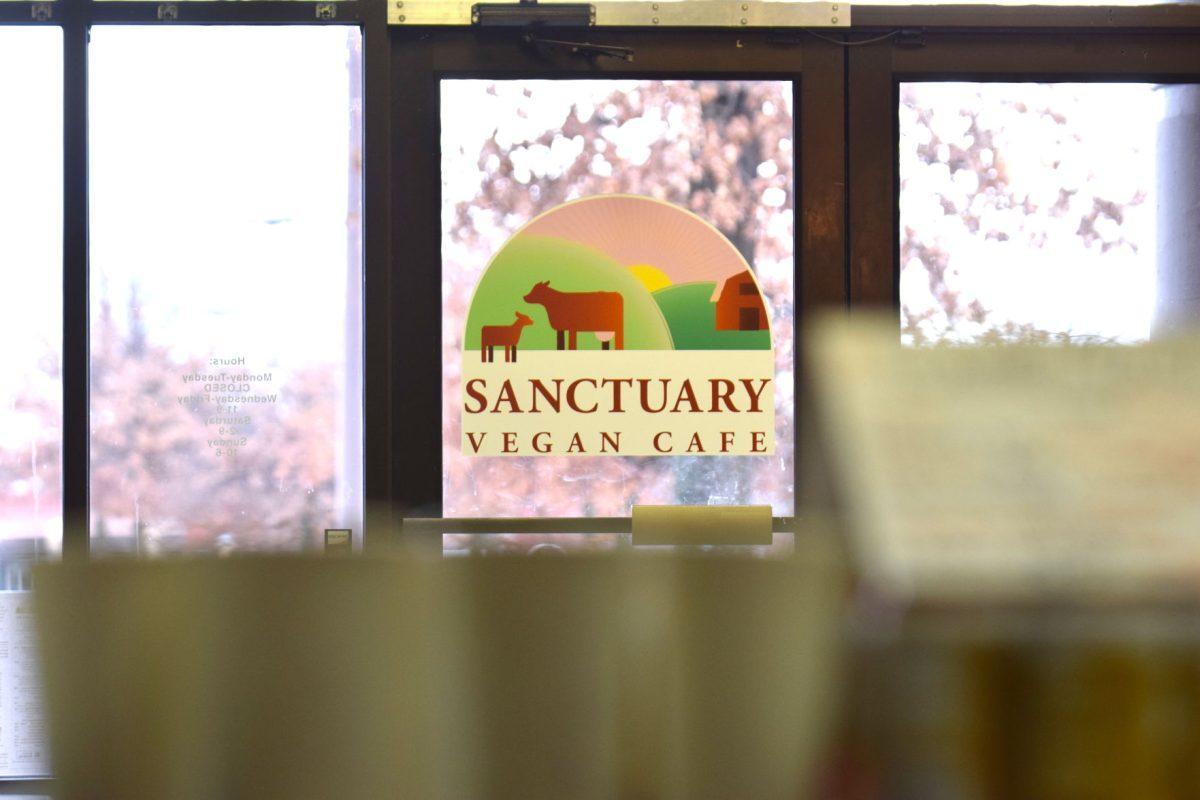 Inside the Sanctuary Vegan Cafe.