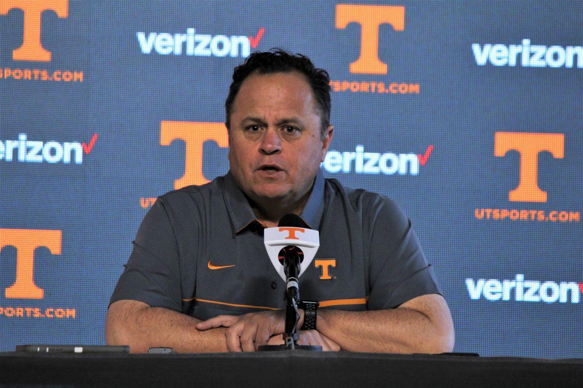 Coach of the UT baseball team, Dave Serrano, spoke at a press conference on March 1, 2017.