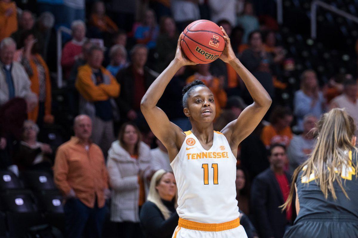 File: Diamond DeShields, guard #11 of the Tennessee Lady Volunteers against Appalachian State at Thompson-Boling Arena on Dec. 14, 2016.