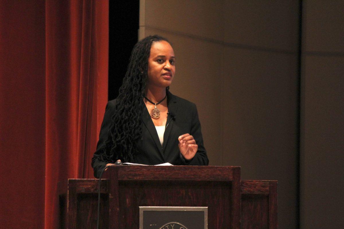 Morgan State University Associate Professor Stacey Patton discusses "How Killing Black Children is an American Tradition." The lecture took place on Feb. 28 at UT.
