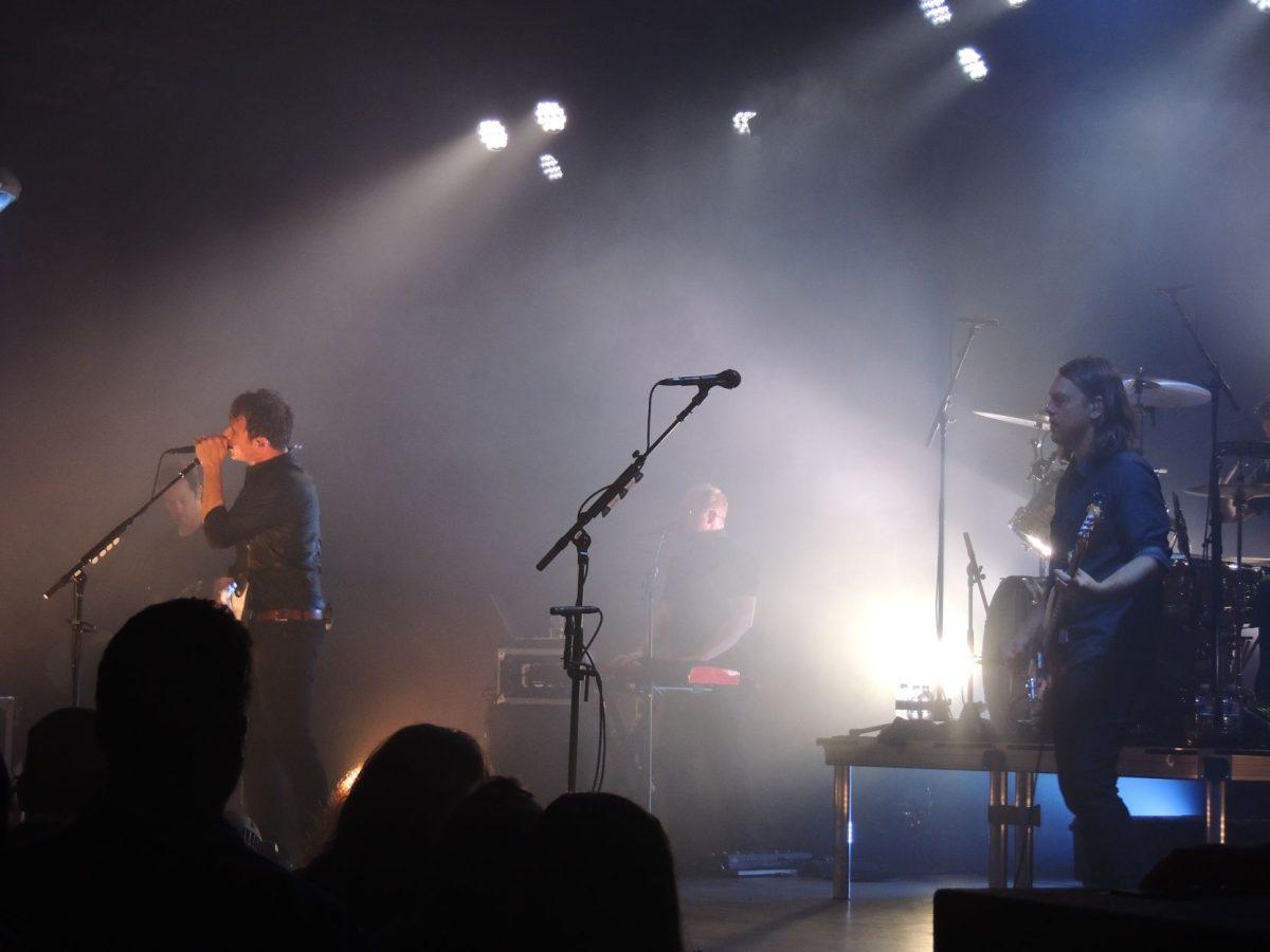 Vocalist Tom Adkins and bassist Rick Burch of Jimmy Eat World jam out during the encore.