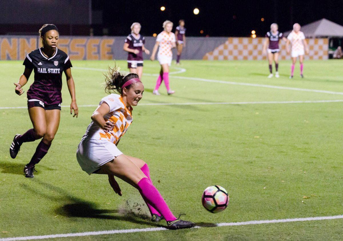 Meghan Flynn, #1, tries to prevent the ball from going out of bounds on October 20th, 2016 at Regal Soccer Stadium.
