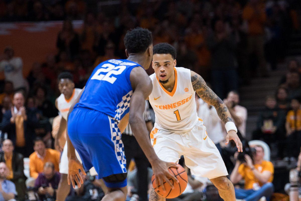 FILE - Lamonte Turner, #1, during the game against Kentucky at Thompson-Boling Arena on Jan. 6, 2018.