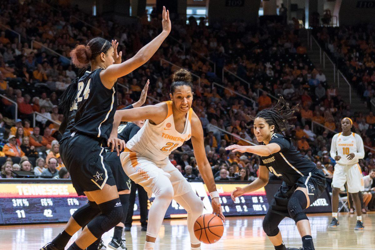 FILE - Mercedes Russell, #21, during the game against Auburn at Thompson-Boling Arena on Jan. 7, 2018.