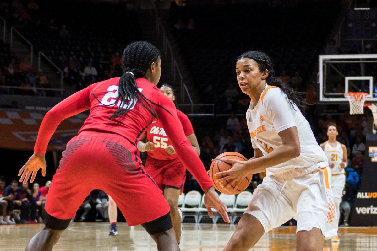 FILE - Evina Westbrook, #2, during the game against Ole Miss at Thompson-Boling Arena on Jan. 25, 2018.