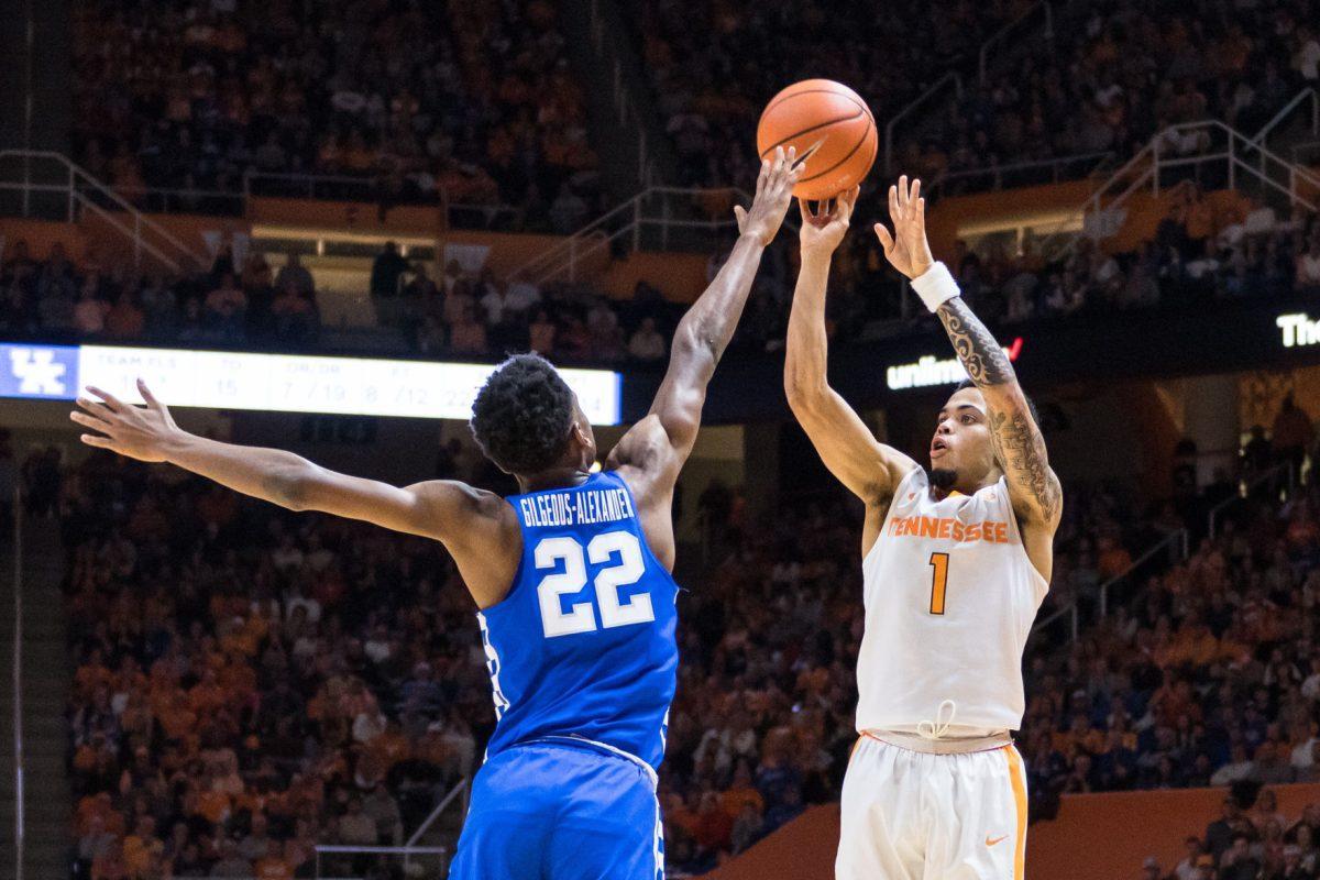 FILE - Lamonte Turner, #1, during the game against Kentucky at Thompson-Boling Arena on Jan. 6, 2018.