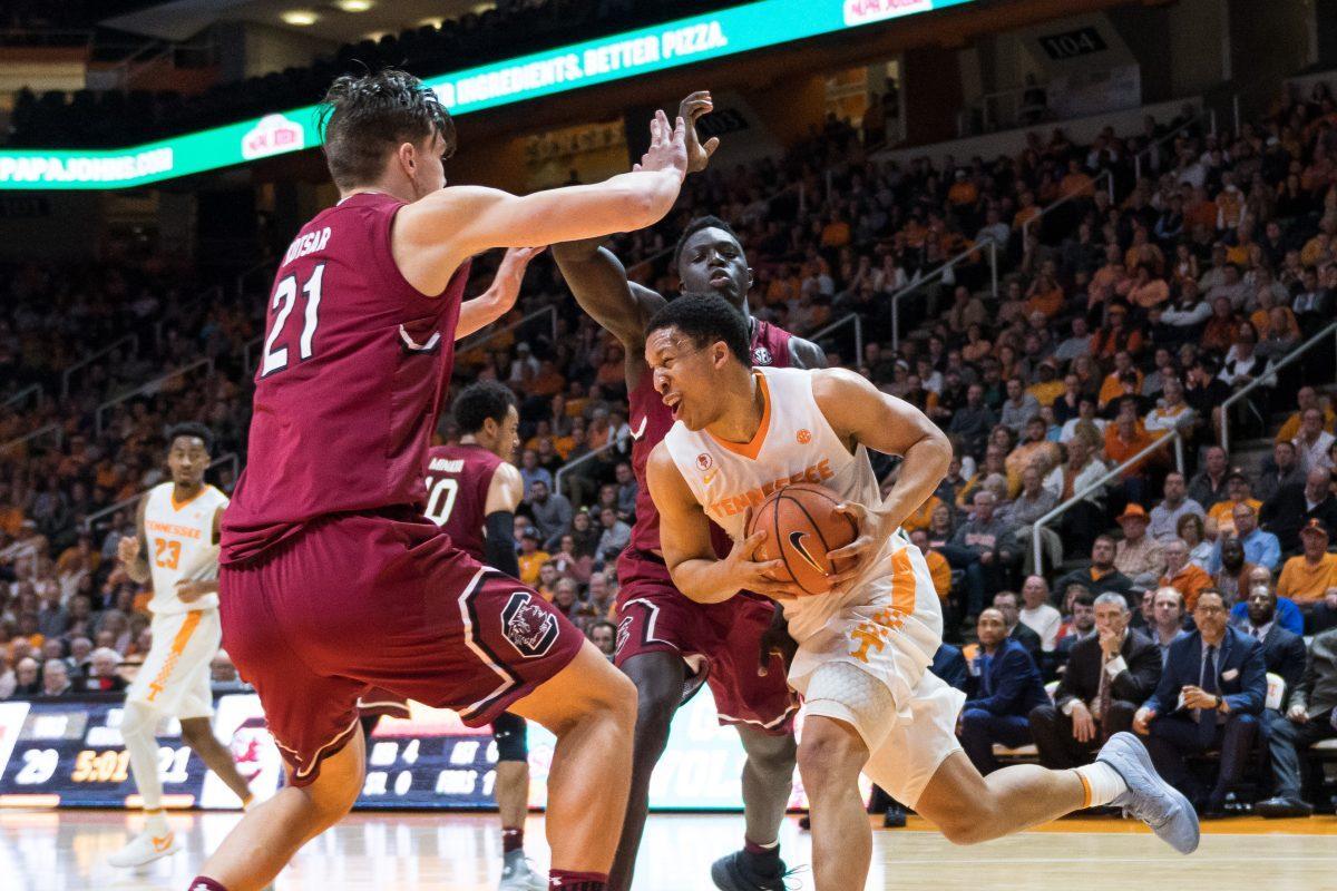 FILE - Grant Williams, #2, during the game against South Carolina at Thompson-Boling Arena on Feb. 13, 2018.