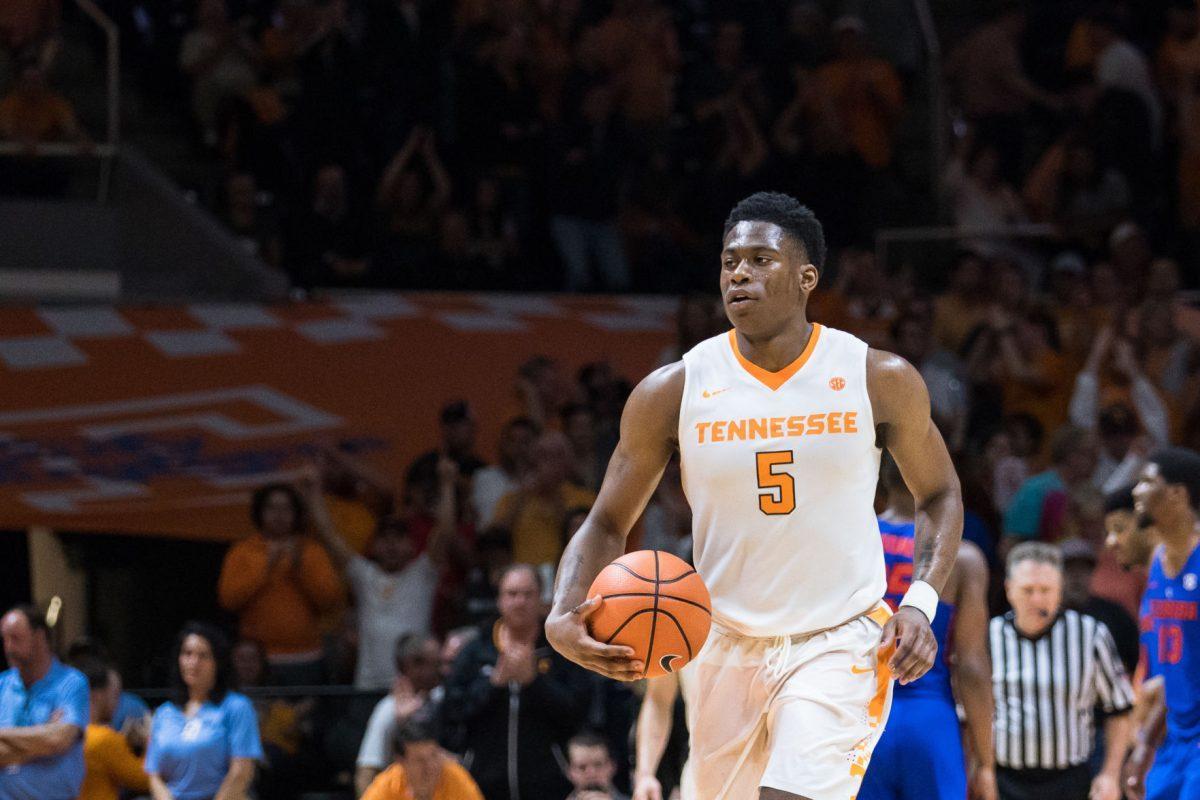 FILE - Admiral Schofield, #5, during the game against Florida at Thompson-Boling Arena on Feb. 21, 2018.
