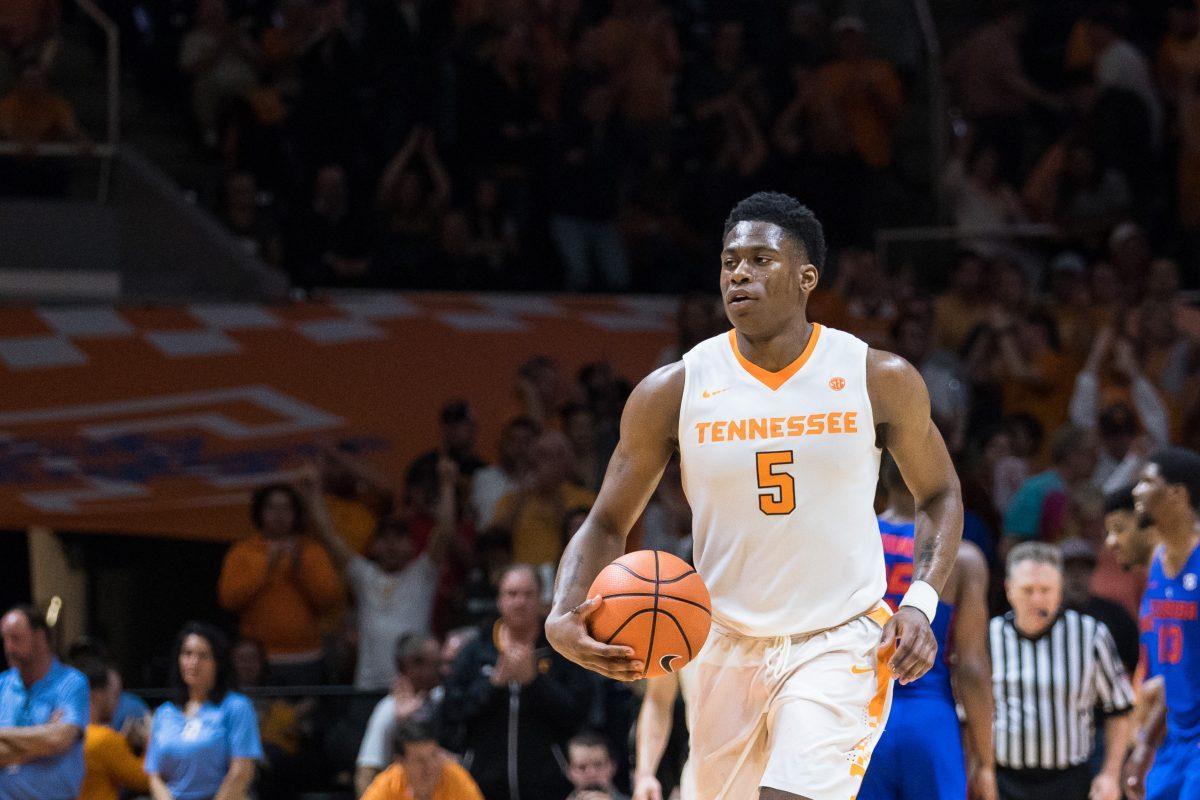 FILE - Admiral Schofield, #5, during the game against Florida at Thompson-Boling Arena on Feb. 21, 2018.