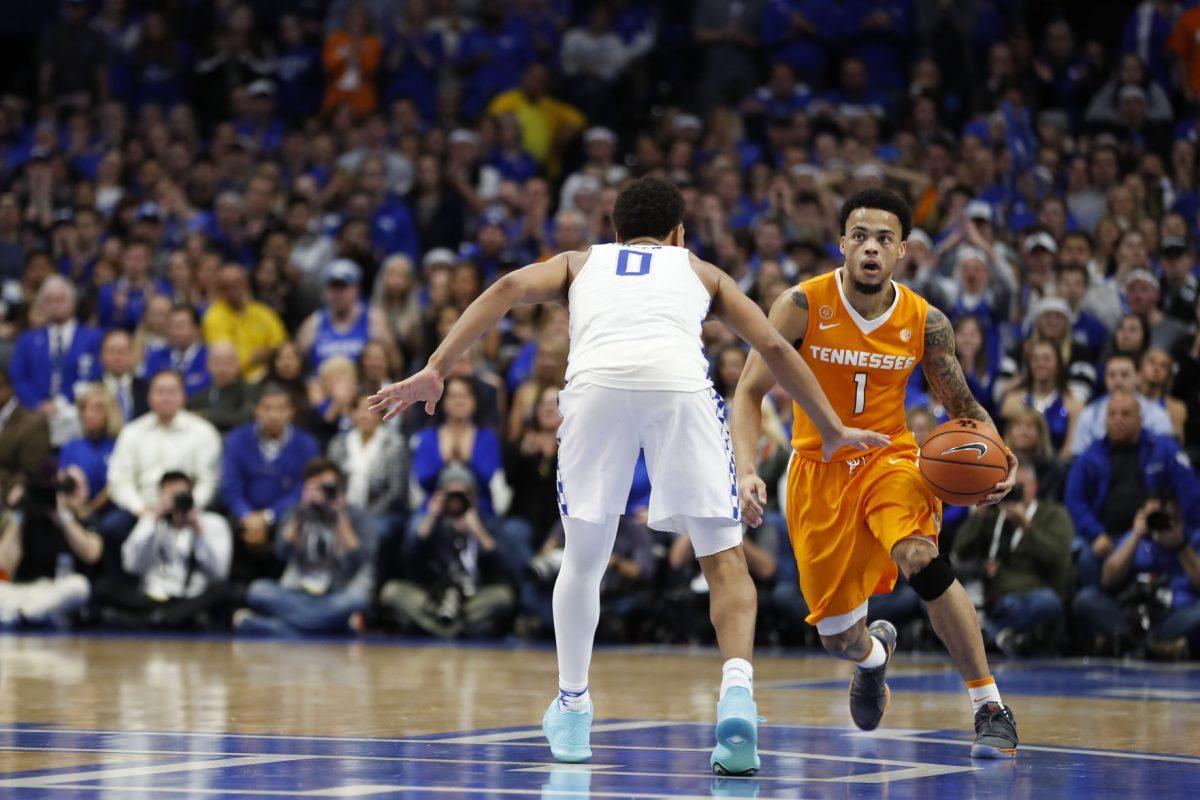 Guard Lamonte Turner #1 of the Tennessee Volunteers during the game between the Kentucky Wildcats and the Tennessee Volunteers at Rupp Arena in Lexington, KY on Feb. 06, 2018.