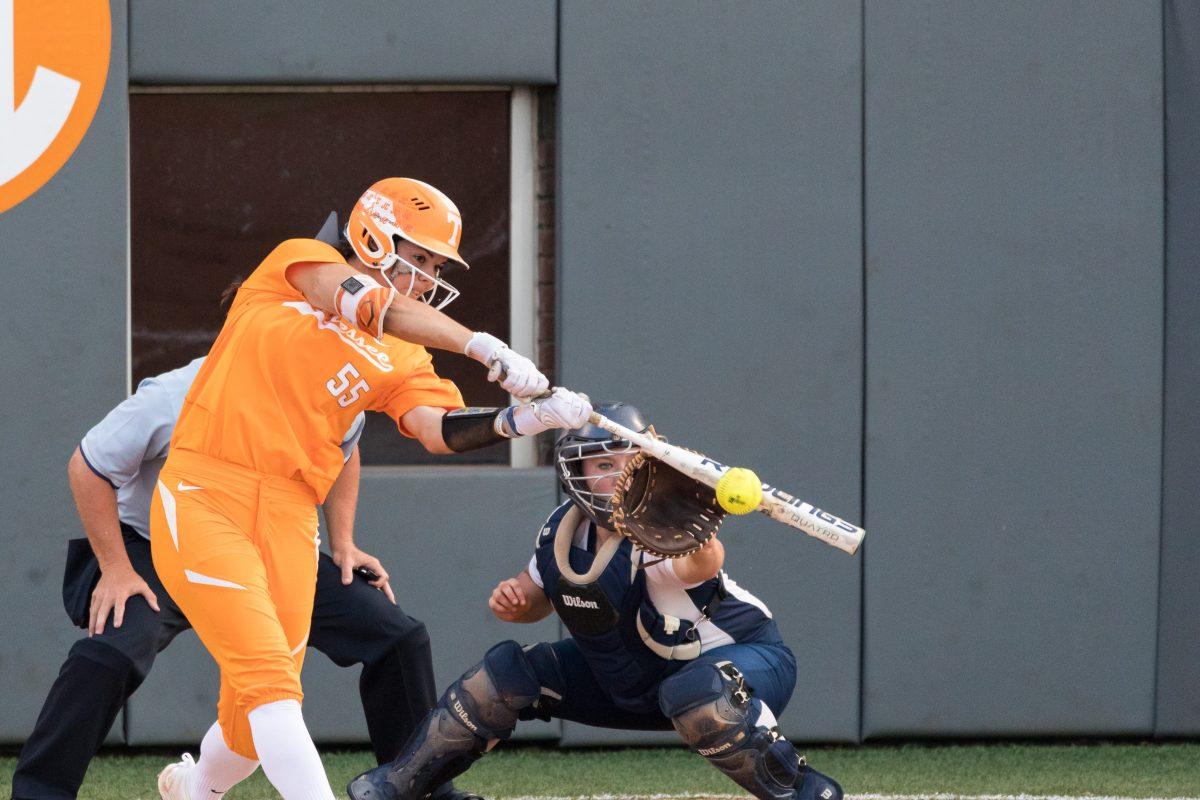 Meghan Gregg, #55, during the NCAA regional tournament against Longwood at Sherri Parker Lee Stadium on May 19, 2017.