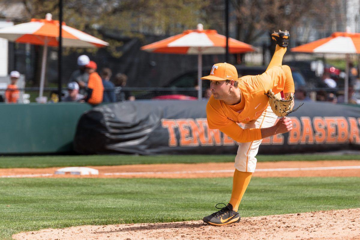 FILE - Garrett Stallings, #27, of the Tennessee Volunteers during the game against South Carolina at Lindsey Nelson Stadium on March 18, 2017.
