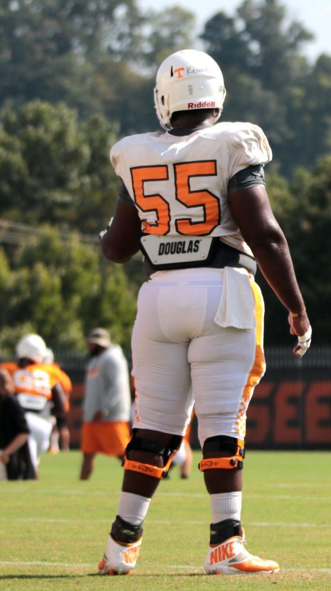 Brandon Kennedy, #55, during practice on Aug. 28, 2018 at the Anderson Training Center.