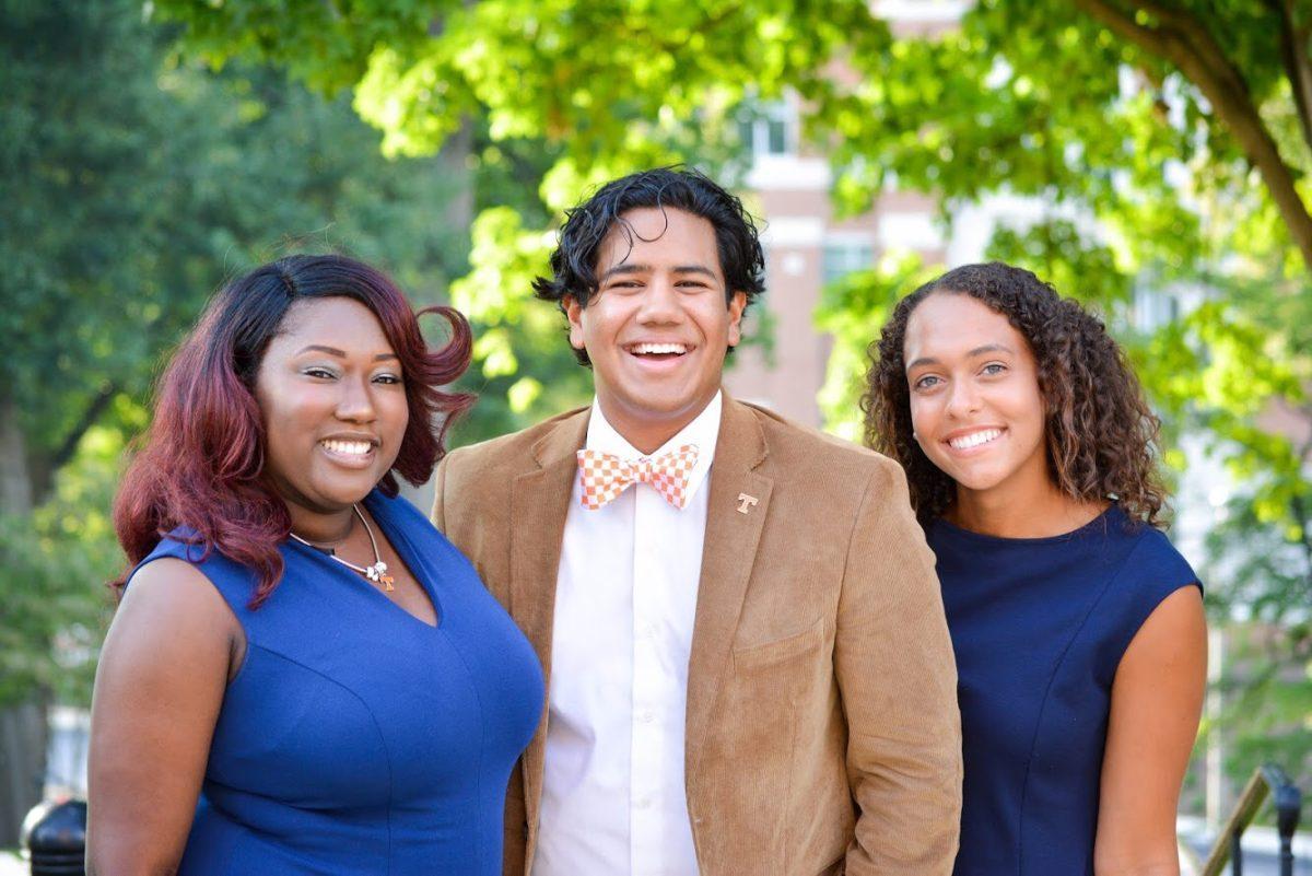 Vice President Haley Paige, President Ovi Kabir and Student Services Director Maddie Stephens serve as the SGA Executive for the 2018-2019 school year. 