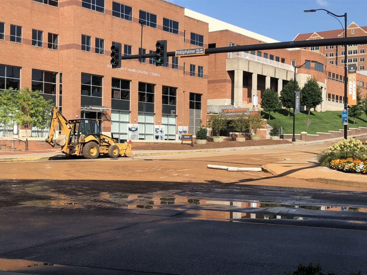 A water main break closed Lake Loudoun Boulevard on Wednesday, Aug. 8, 2018. 