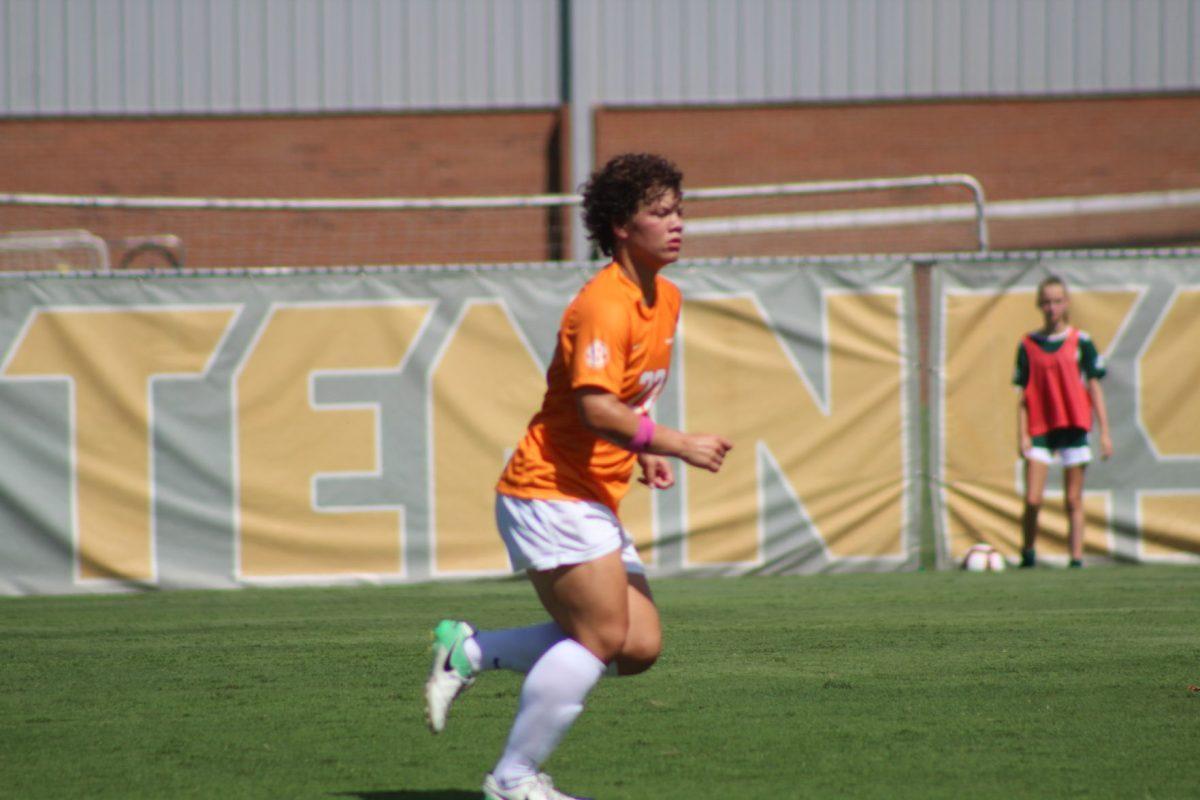 Katie Cousins (22) during the No. 10 Vols' match against UT-Martin, Sept. 2, 2018