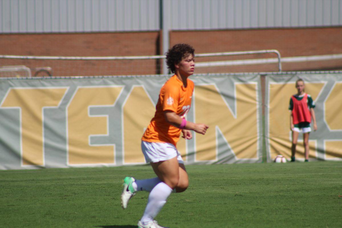 Katie Cousins (22) during the No. 10 Vols' match against UT-Martin, Sept. 2, 2018
