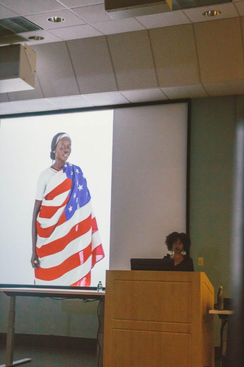 Sheila Pree Bright showcases her photography that embraces a focus on America during her lecture in McClung Museum on Aug. 13, 2018. 