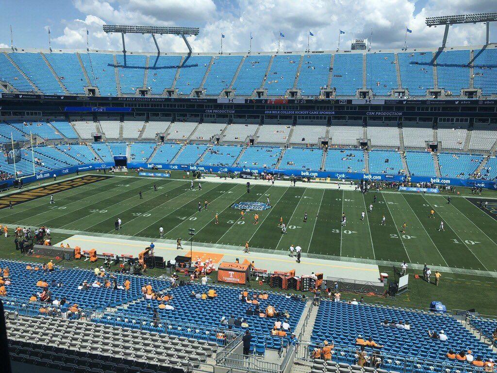 Bank of America Stadium in Charlotte, N.C., prior to Tennessee's game against West Virginia on Saturday, Sept. 1, 2018. 