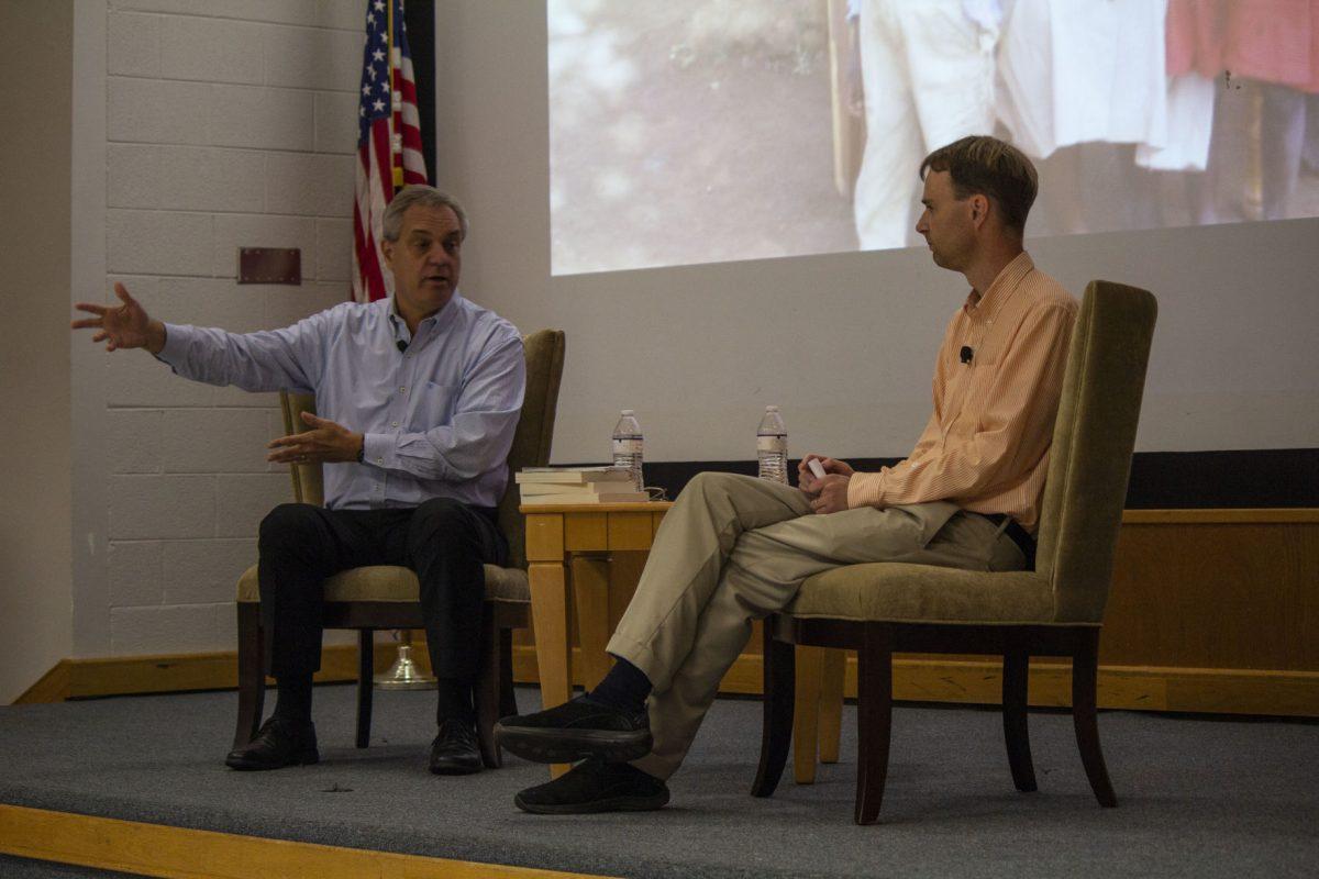 Author Roger Thurow discusses physical and mental stunting at his panel moderated by Tom Gill on Sept. 27, 2018. 