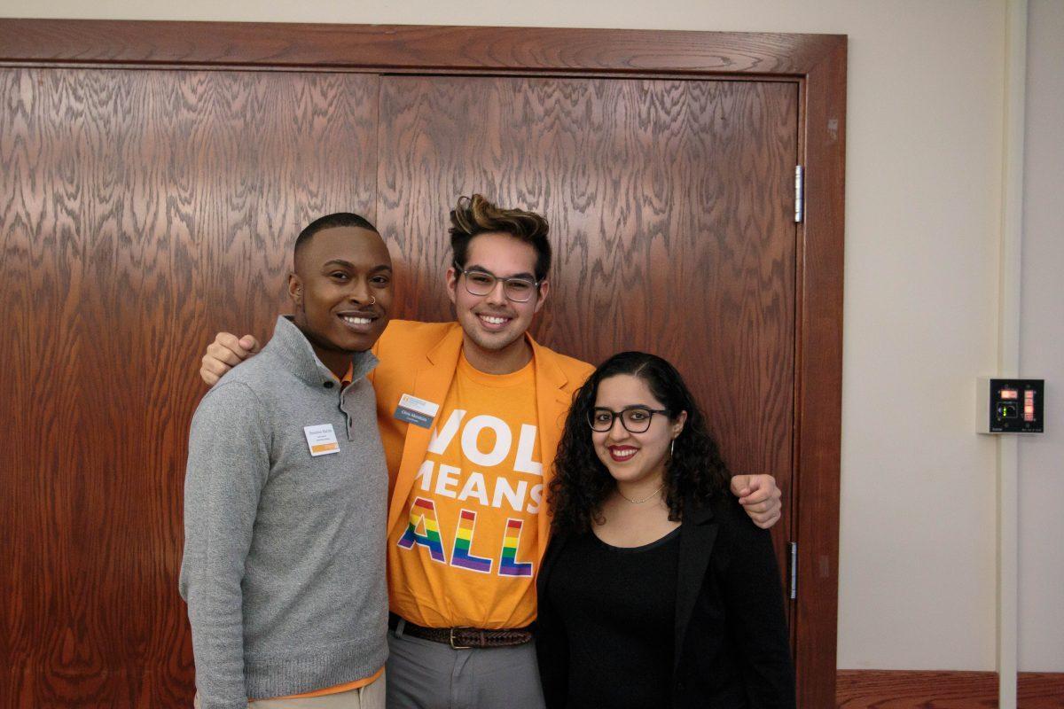 Panelist from the Diversity Dialogue Symposium held in the Frieson Black Cultural Center versity Dialogue  on Oct. 19, 2018 pose for a photo 