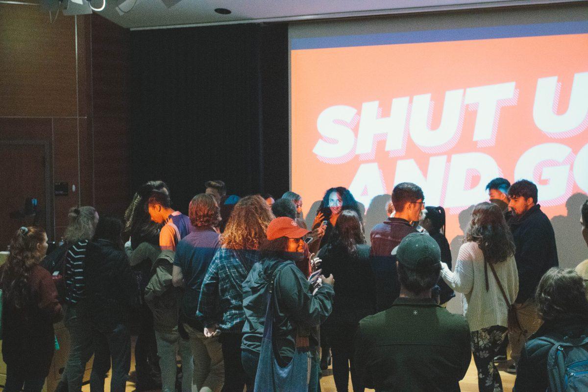 Damon and Jo meet and greet guests after their lecture on Nov. 12, 2018. 