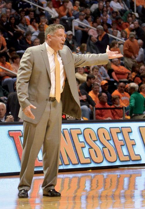 Bruce Pearl reasons with officials during a pre-season game against Oakland in 2010. Pearl received the brunt of sanctions handed down by the NCAA regarding the actions of the University and it's staff in both the basketball and football programs.