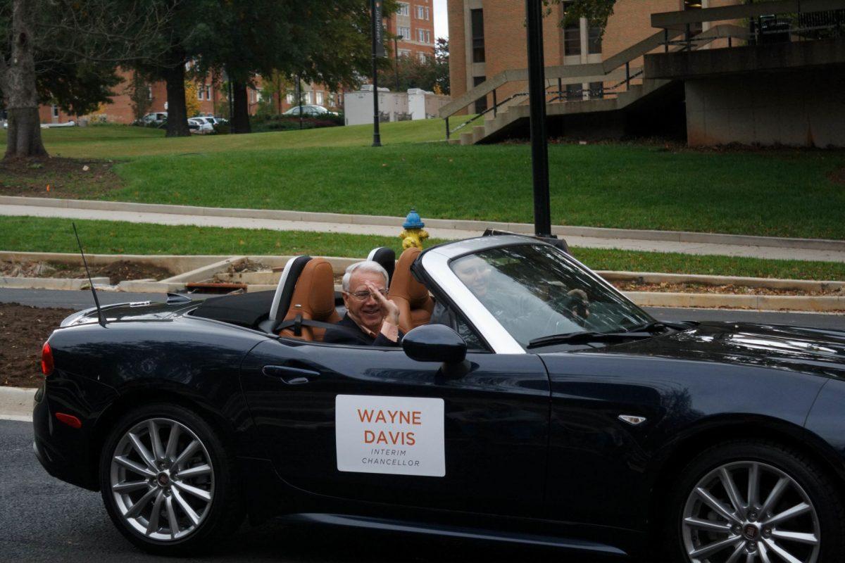 Interim Chancellor Wayne Davis appears in the Homecoming Parade.