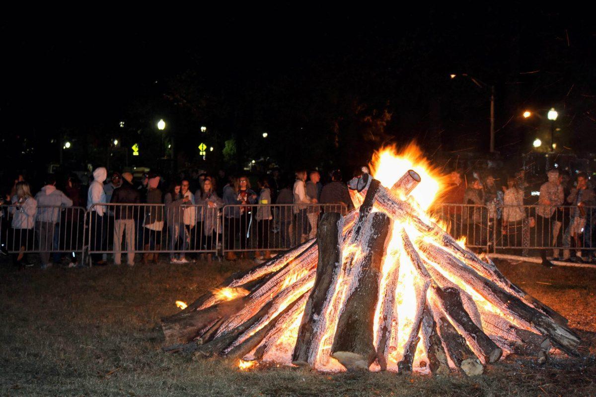Students enjoy the Homecoming bonfire on Nov. 2, 2018.