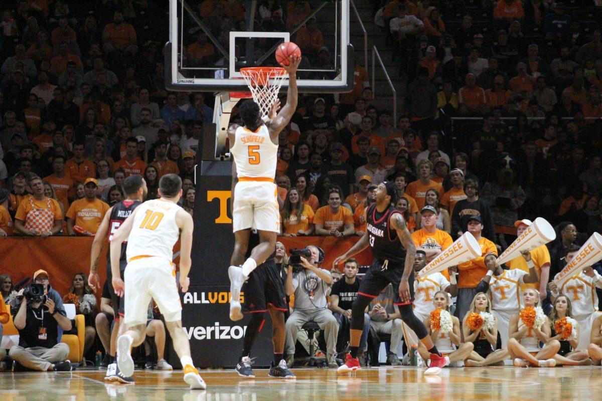 Admiral Schofield, #5, during game against Louisiana-Lafayette on Nov. 9, 2018 at Thompson-Boling Arena.