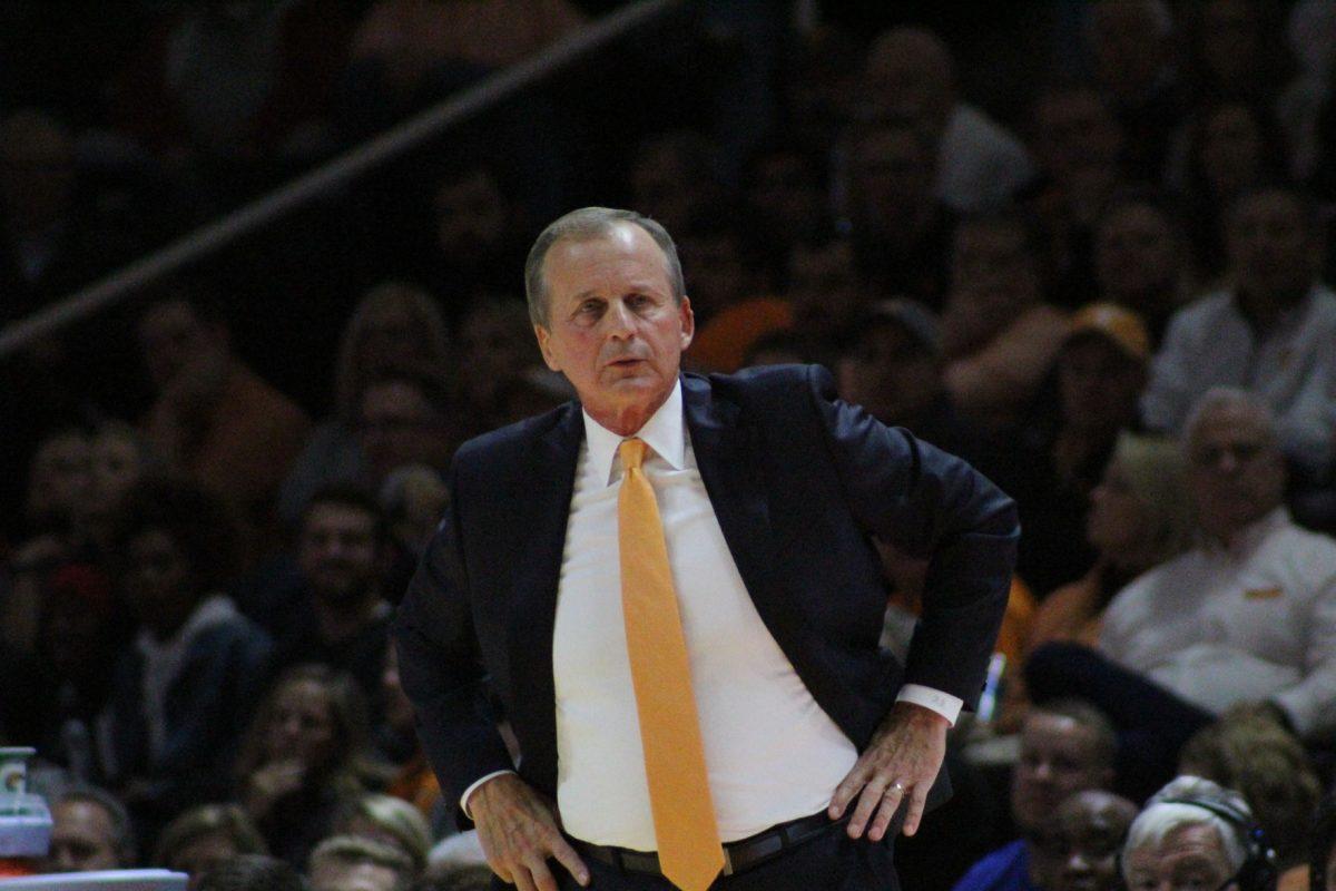 Men's Basketball Coach Rick Barnes during game against Georgia Tech on Nov. 13, 2018 at Thompson-Boling Arena. 