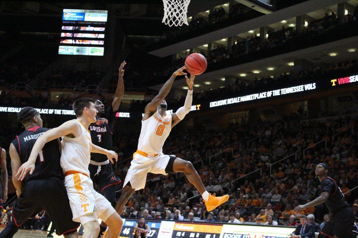 Jordan Bone, #0, during game against Louisiana-Lafayette on Nov. 9, 2018 at Thompson-Boling Arena.