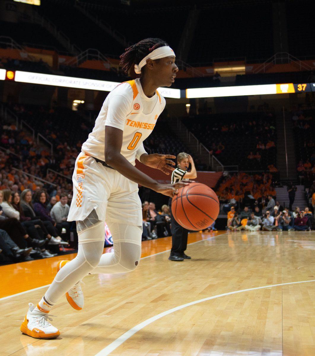 Rennia Davis, #0, during game against Florida on Jan. 31, 2019 at Thompson-Boling Arena.