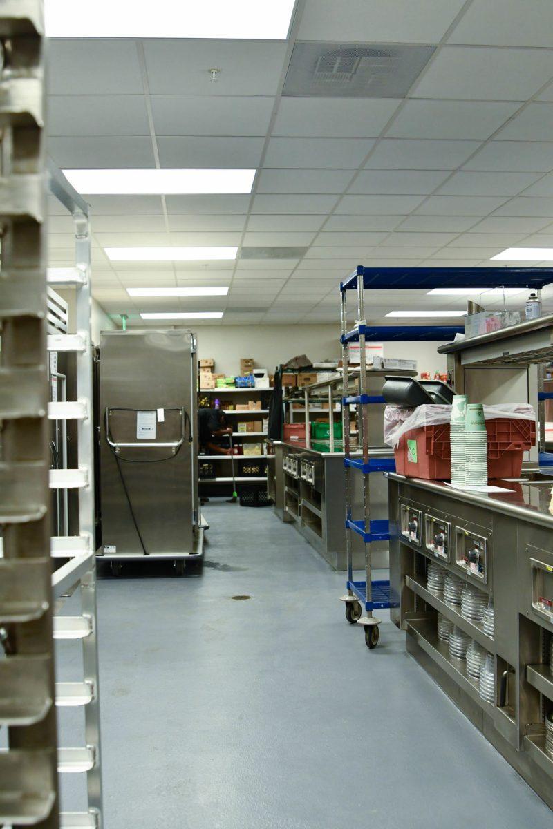 An Aramark catering kitchen sits attached to the ballroom and is available for occasions in the Student Union and around campus. 
