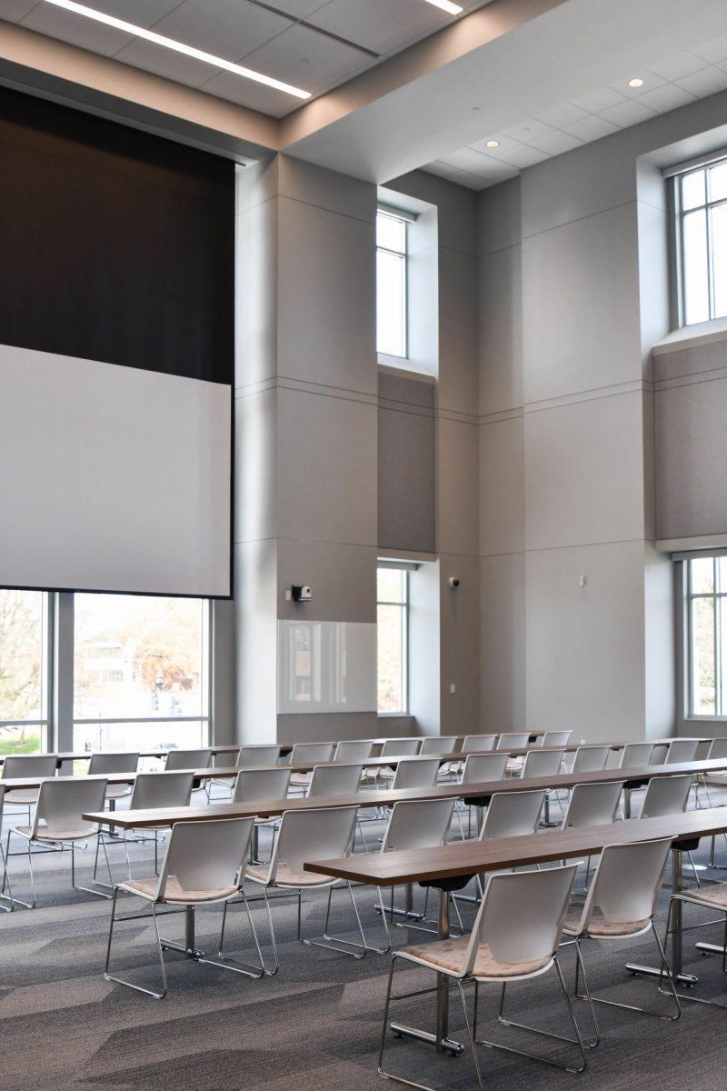 Phase II of the Student Union houses 27 meeting rooms. This room overlooks the Law Building across Cumberland Avenue. 