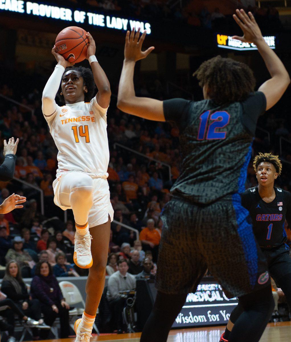 Zaay Green, #14, during game against Florida on Jan. 31, 2019 at Thompson-Boling Arena.