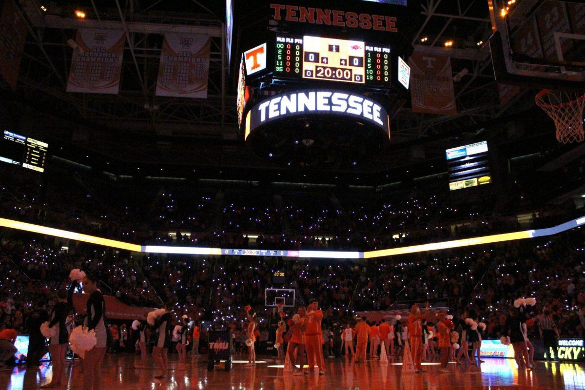 Pregame festivities before the game against Arkansas on Jan. 15, 2019 at Thompson-Boling Arena