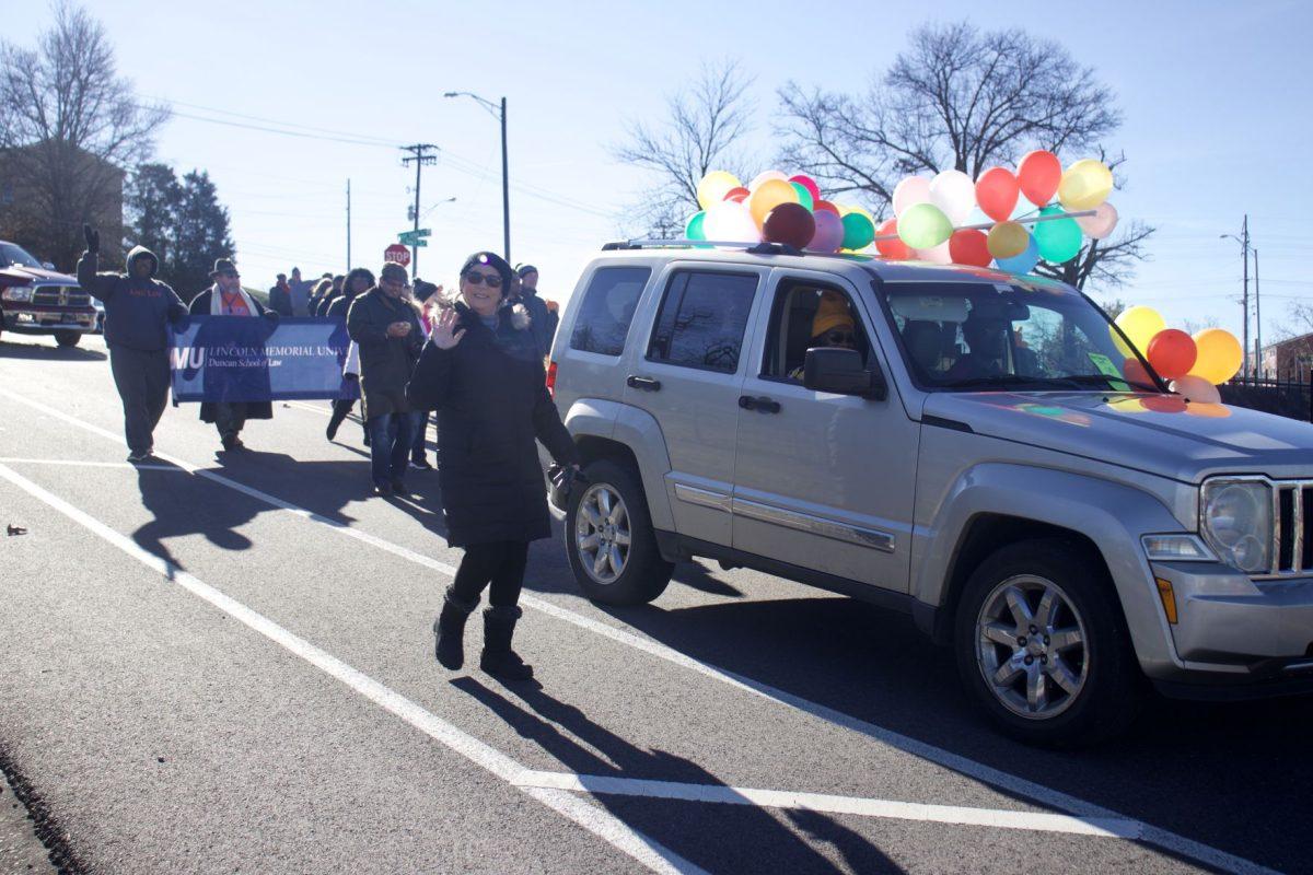 Representatives from Lincoln Memorial University march in the MLK Day Parade on Jan. 21, 2019 beginning in Chilhowee Park. 