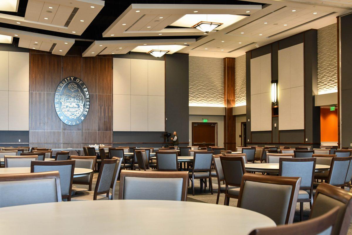Phase II of the Student Union houses the ballroom. It can be split into three separate spaces, if needed. 